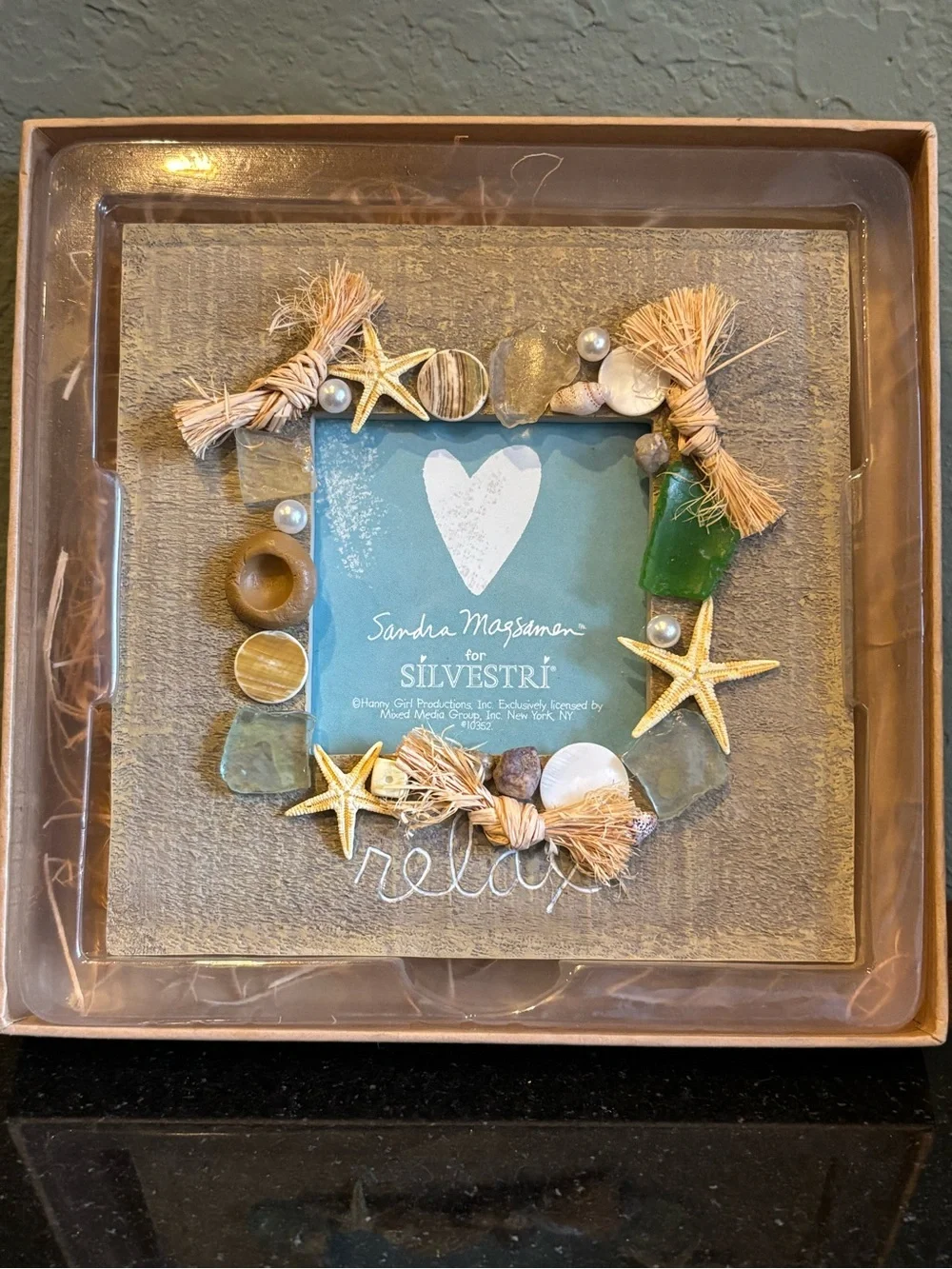 Silvestri Sandra Magsamen Decorative Square Wood Relax Beach Themed Photo Frame